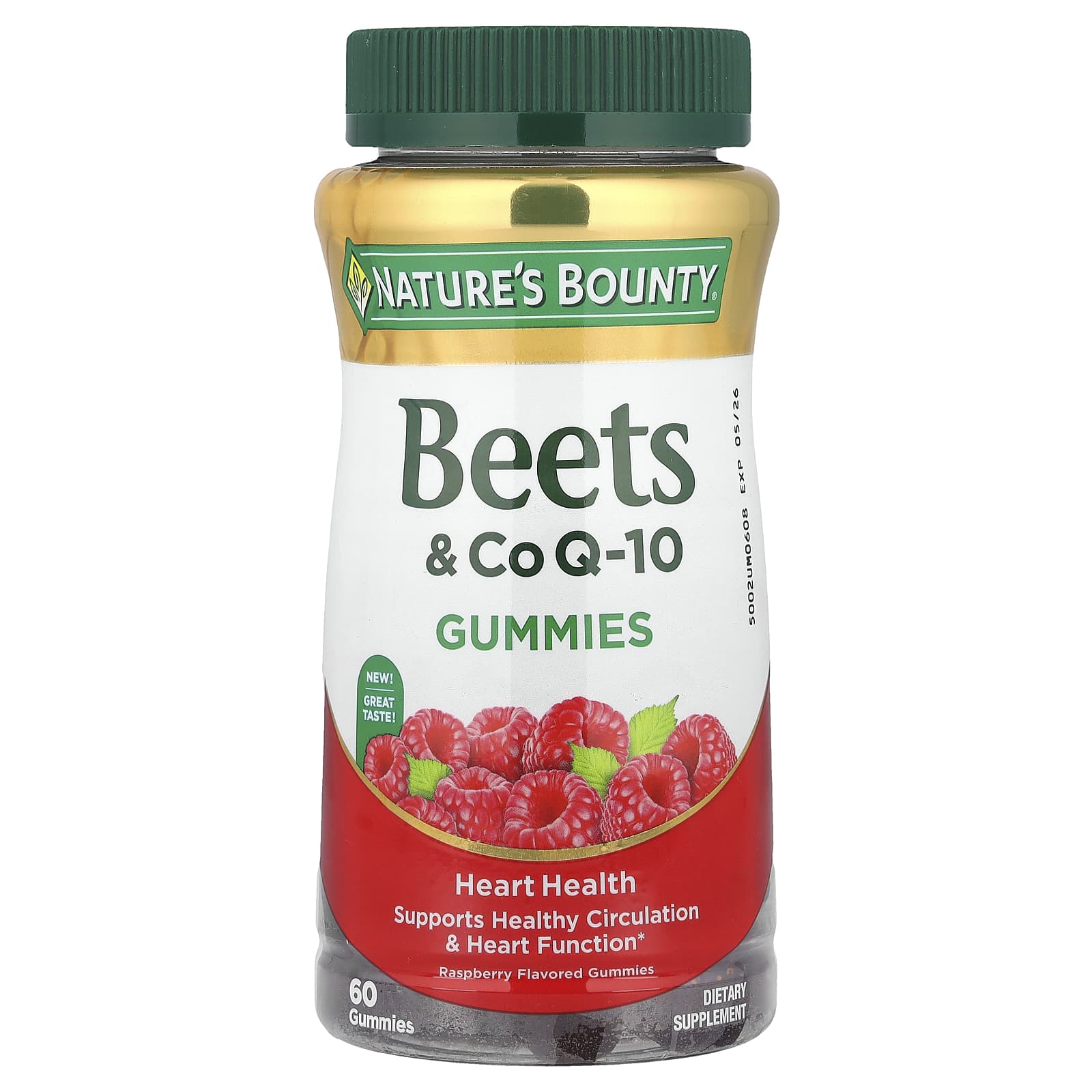 

Nature S Bounty, Beet & Coq-10 Gummies, Raspberry, 60 Gummies