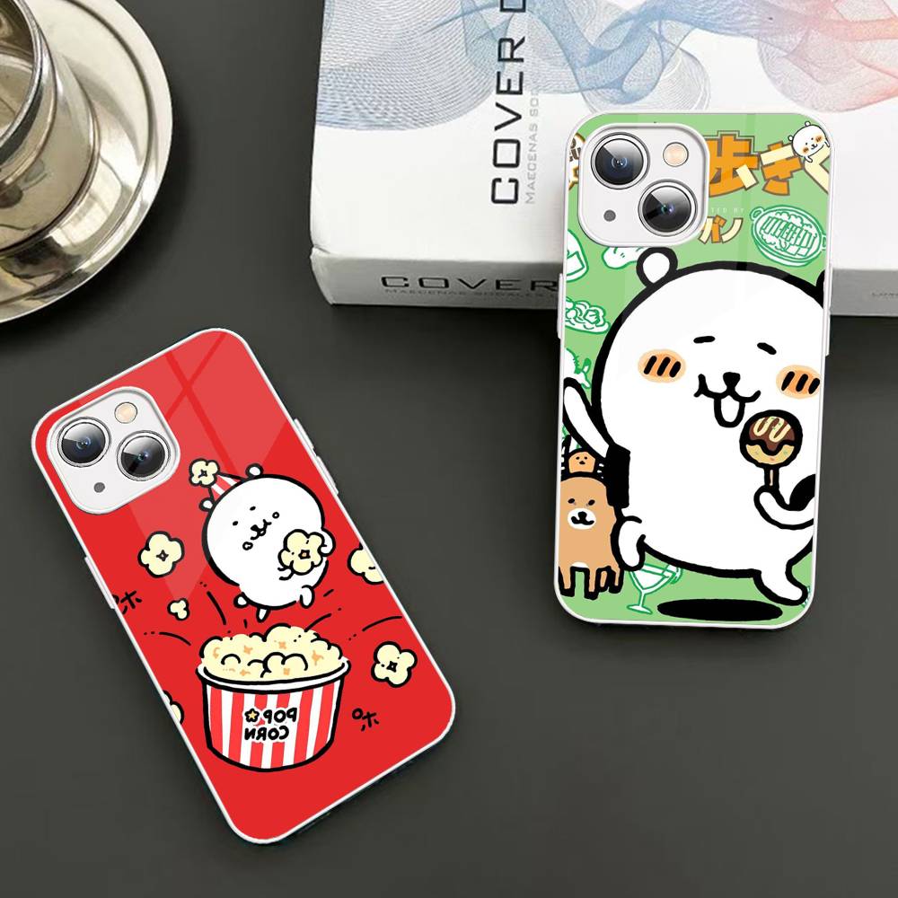 Cute White Joke Bear For IPhone 14 13 12 Mini 11 Pro XS Max X XR 14 Plus Tempered Glass Cover