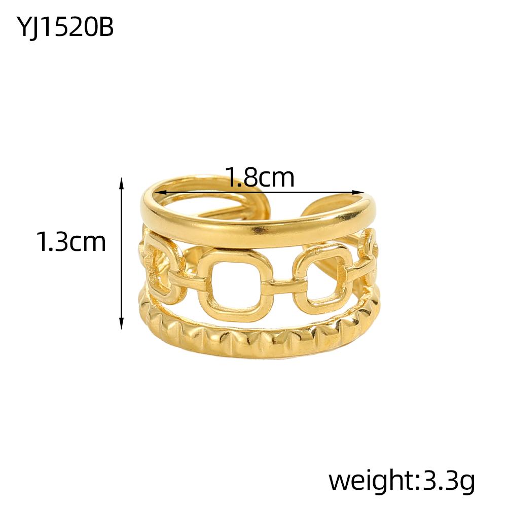 CARLIDANA Vintage Multilayer Sun Stainless Steel Gold Plated Rings for Women Hollow Line Charm Adjustable Men Open Ring Jewelry