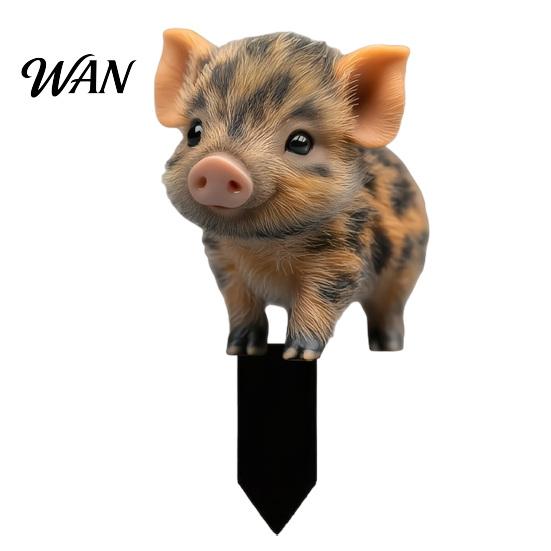 Piglet Garden Stake Cute Piggy Stake, 2D Acrylic Yard Art Childlike Decor Waterproof Outdoor Animal Decoration for Lawn Flower Bed Planter Potted A