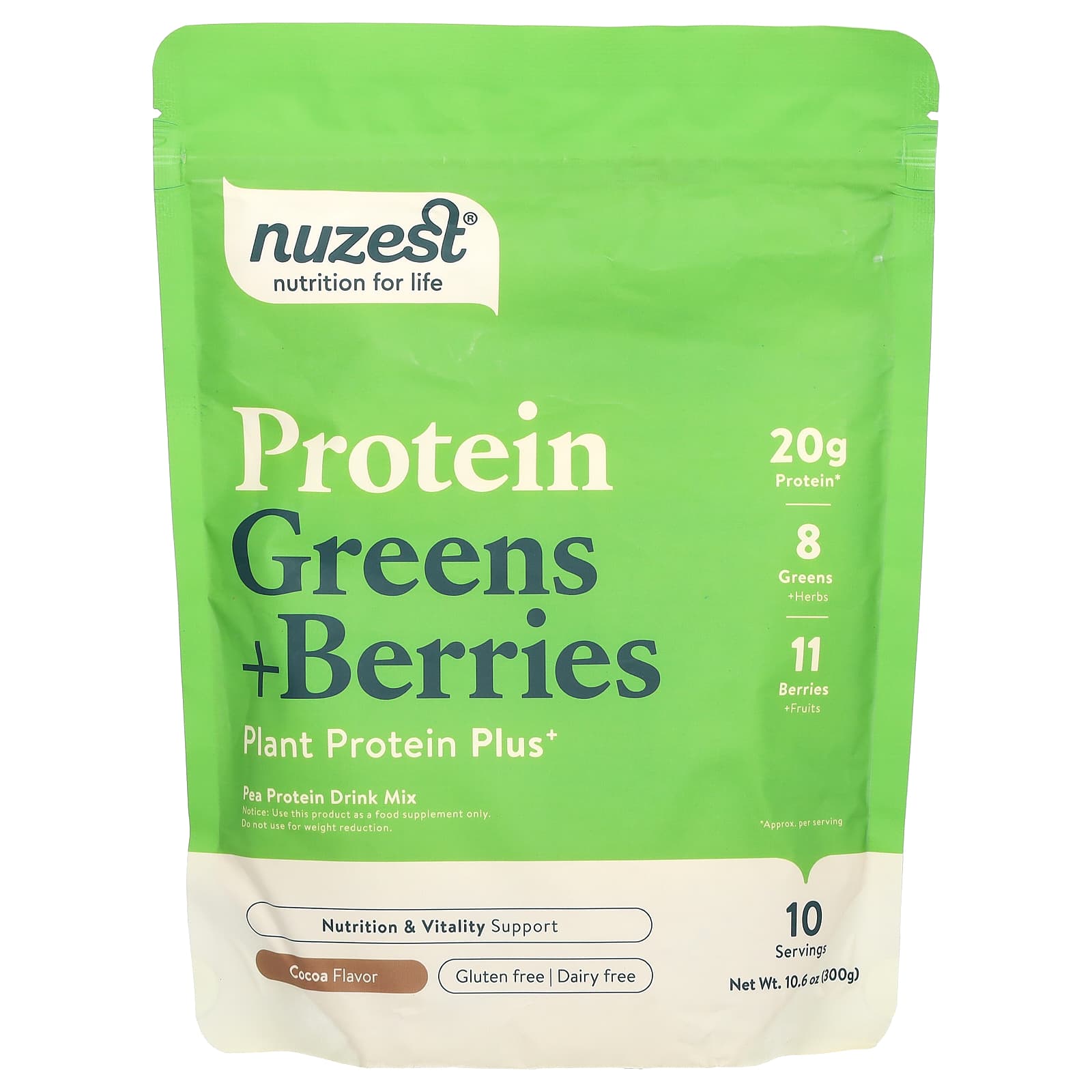 

Protein, Greens + Berries, Cocoa, 300G(10.6Oz)