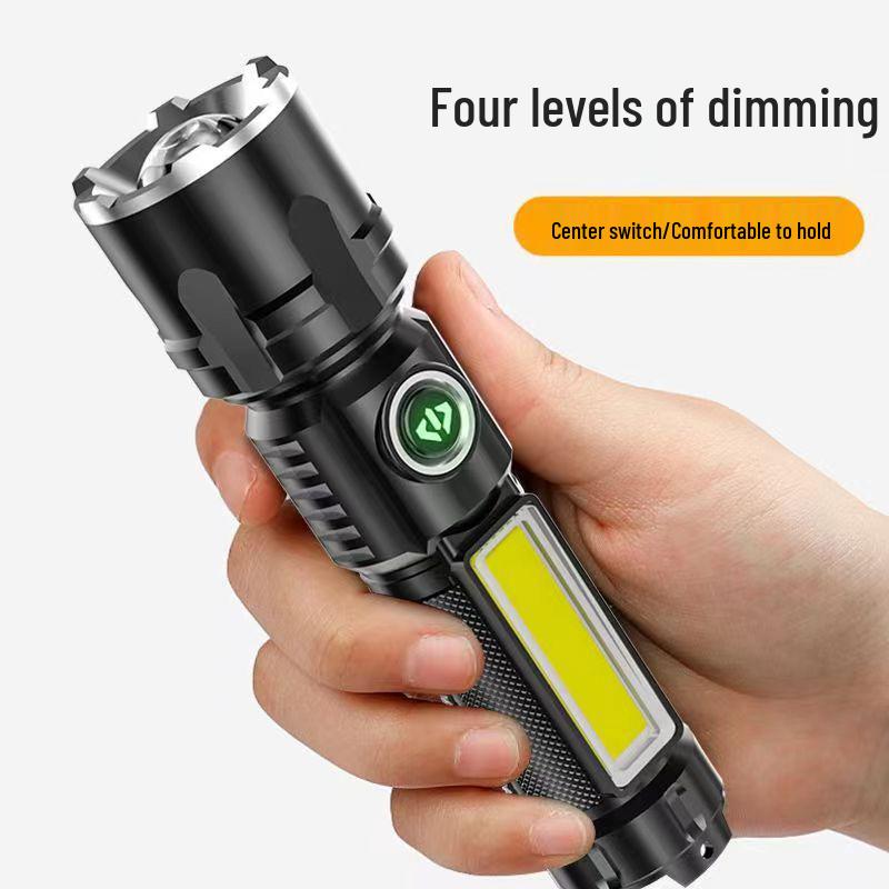 Waterproof Multifun LED Outdoor Flashlight: High-Intensity, Side Light, Zoom, USB Rechargeable