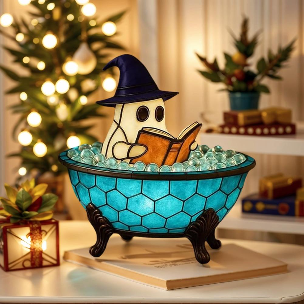 Halloween Ghost Bubble Bath LED Lamp Cute Ghost Night Light for Bathroom Bathtub Decor Color-Changing Mood Light