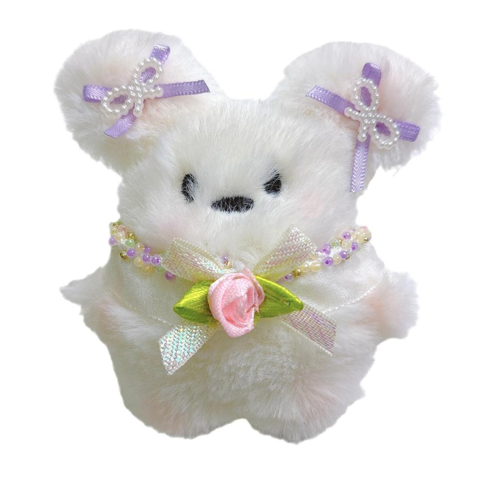 Blushing Bunny Plush Keychain - Adorable Rabbit Pendant and Puppy Doll Ornament.