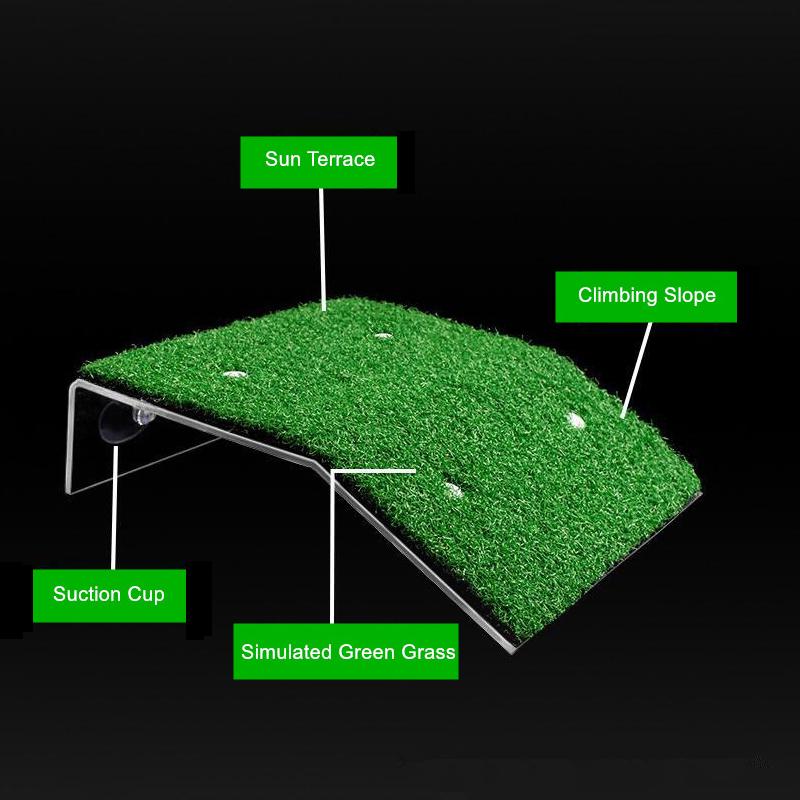 Turtle Basking Platform Turtle Habitat Simulation Lawn Ramp Turtle Dock Floating Island for Reptile Terrarium Aquarium Accessory