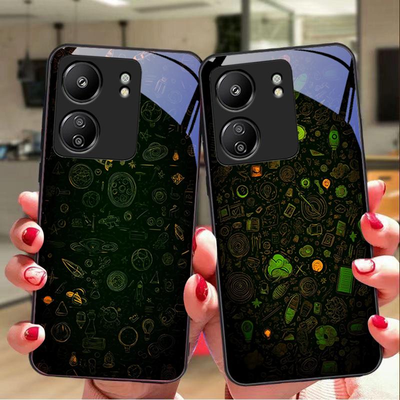 Dream Space Nero Per Xiaomi Redmi 13C Note13 12 Pro Plus 5G Note 9 13T Pro POCO X6 F5 F6 Nero Custodia per Telefono in Vetro Temperato