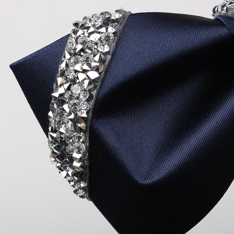 Sticky Diamond Bow Tie Men'S Solid Burgundy Wedding Groom Banquet Host Satin Bow Bow