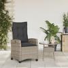 Poltrona da Giardino Regolabile con Cuscini in Polyrattan Grigio