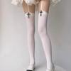 Lolita Gothic Cross Garter Stockings Velvet One-Piece Thigh High Socks Straps Elegant Black White Solid Color Over Knee Socks
