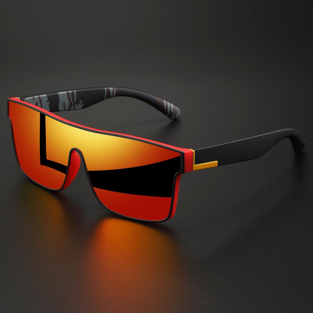 Classic Colorful Square Sports Sunglasses - One-Piece Lens, UV400 Unisex Comfort Fit for Cycling, Travel, Outdoor & Daily Use