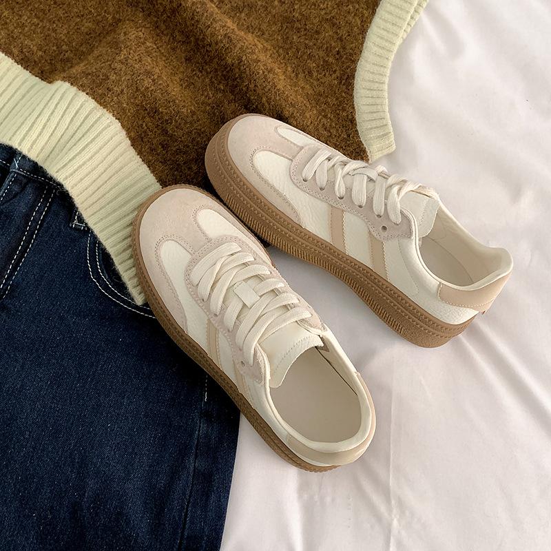 

New leather platform casual board shoes sports little white shoes women s splicing versatile single shoes 40