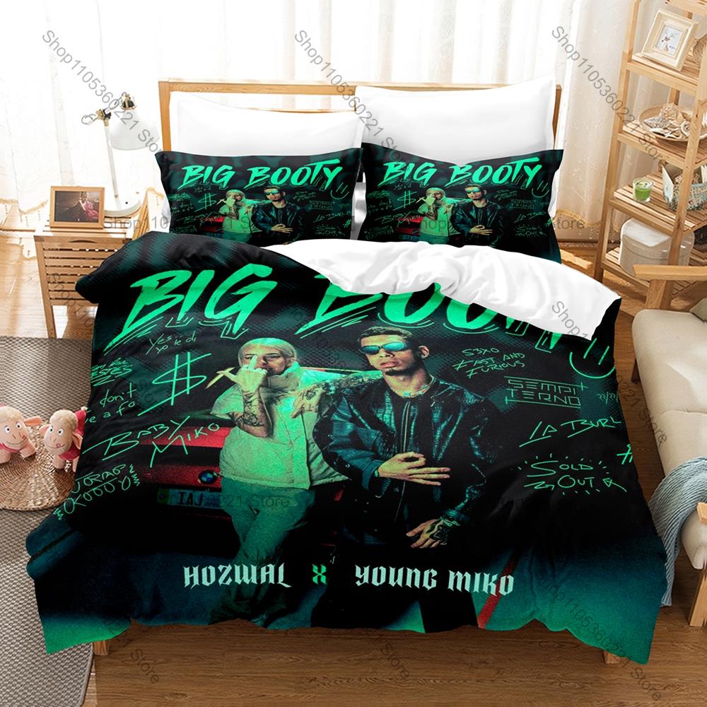 Young Miko BabyMiko 3PCS Bedding Set, Duvet Cover + 2 Pillowcases, Latin Trap Star Print Soft Microfiber for Fans Bedroom Decor