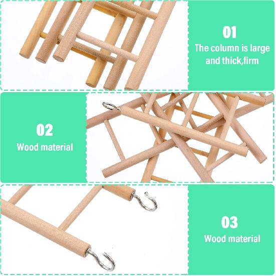 4Pcs Wooden Bird Ladder, Bird Ladder for Cage, Birds Toys for Parakeets Parrots Cockatoo Lovebirds Birdie, Wooden Ladders Basics Climbing