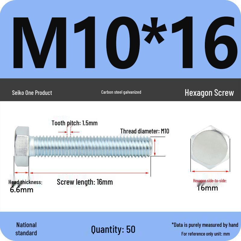 8.8 Grade Galvanized Hex Head Bolt, High-Strength M4-M30
