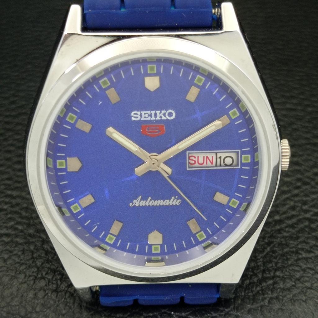 YENİLENMİŞ VINTAGE SEIKO 5 OTOMATİK JAPON ERKEK MAVİ KADRAN SAAT a434690-2