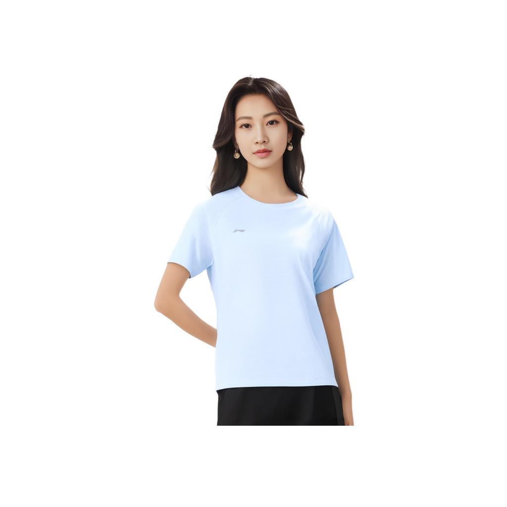 Li Ning Group Purchase Series Solid Color Breathable Versatile Short Sleeve T-Shirt Women Tops Sky-Blue ATSV436-7
