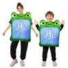 Cartoon Square Frog Lilypad Costume Set for Kids and Adults, Sponge Stage Performance Outfit, Halloween Party Dress-Up, Green