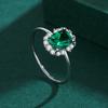 Classic Emerald Ring For Women Real S925 Silver Diamond Crystal Flower Loyal Finger Wedding Party Gift Female Jewelry