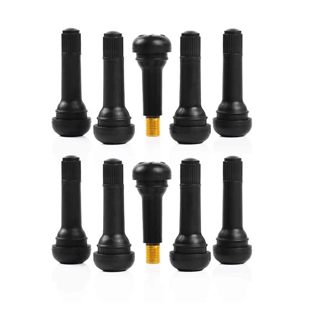 TR413 TR414 Tire Valve Stems 10Pcs Tubeless Car Tire Caps Rubber Valves Valve With Replacement Dust Tire Snap-in Y3C7