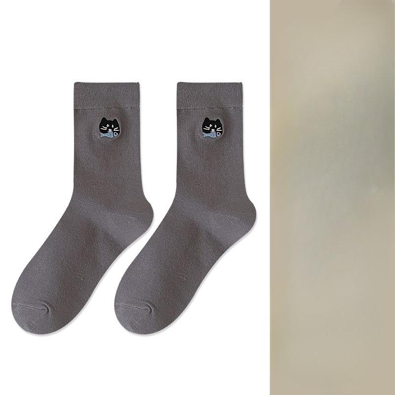 Women's Mid-calf Socks, Cute Plush Puppy, Bow Pile Socks, Pure Cotton Anti-pilling Women's Long Socks