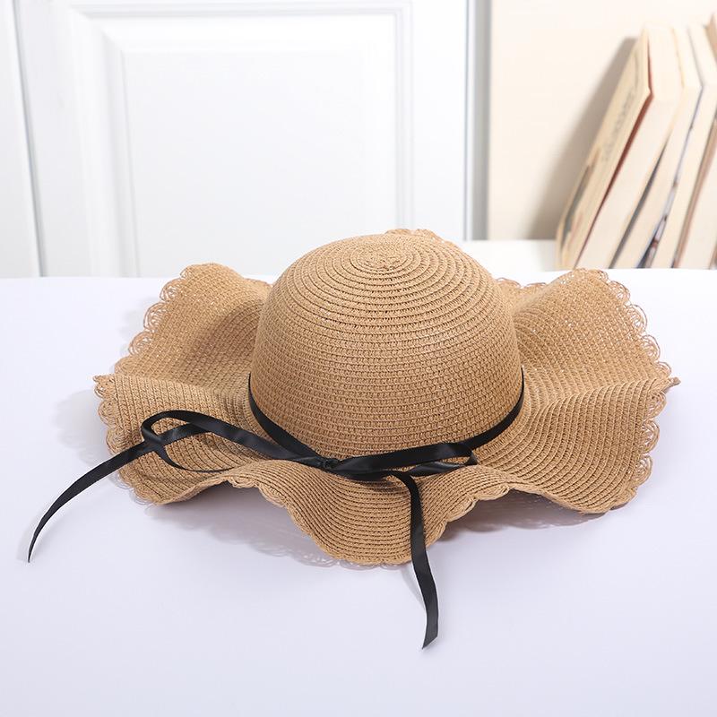 Spring And Summer Women's Hat Sunscreen Beach Fisherman's Straw Hat, Large Brim, Bamboo Hat, Bowtie, Fashion Outdoor H31