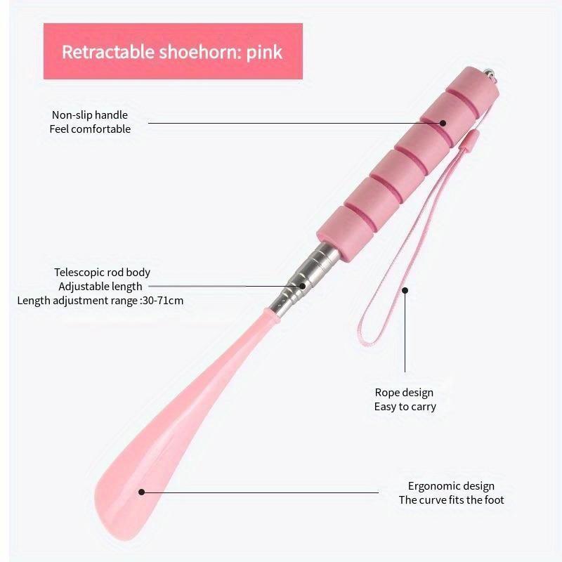 Stretchable Long Shoe Horns Metal Shoehorn Pregnant Woman Elderly Shoe Spoon No Bending Over Wearing Shoe Spatula 1pcs