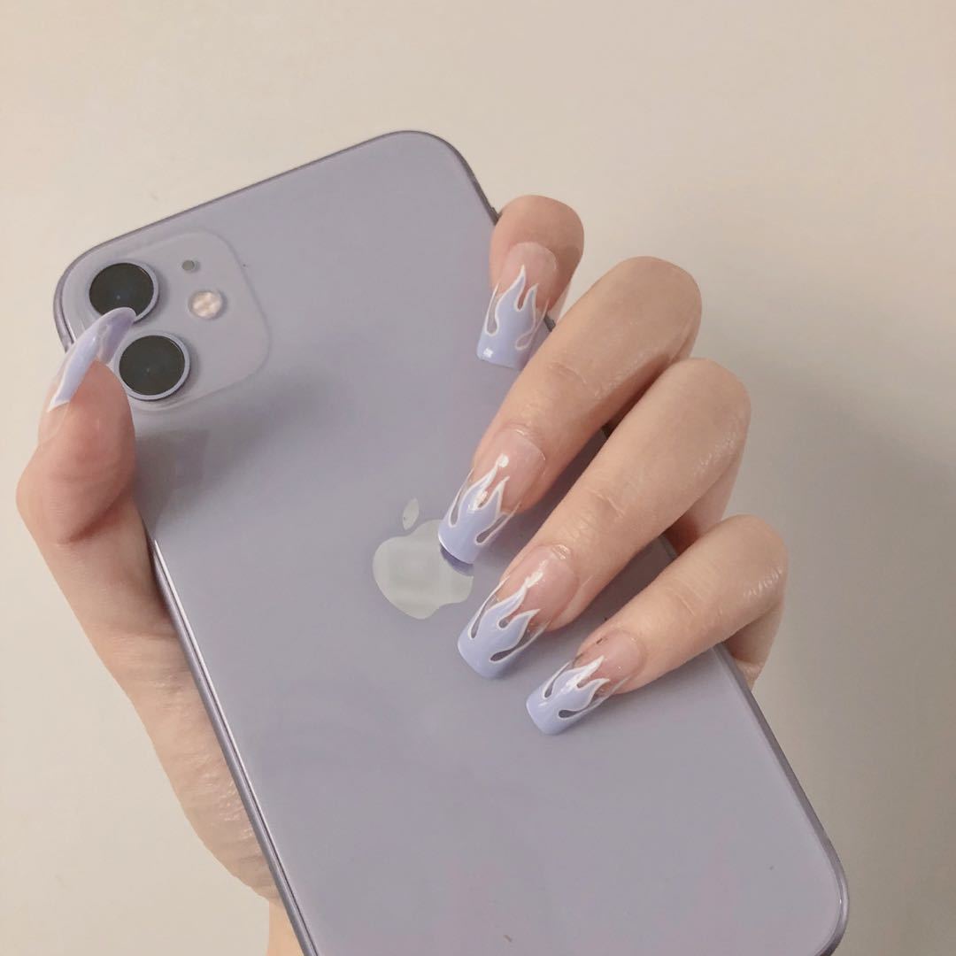 Европейский и американский светло-голубой огненный нейл-арт, ношение продуктов для ногтей, накладные ногти, патчи для ногтей, водостойкие и съемные патчи для ногтей, патчи для ногтей