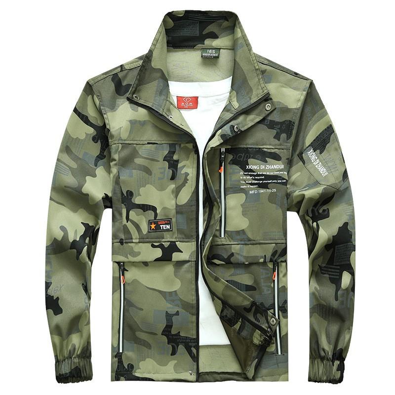 Work Clothes Suit Men's Dirt-resistant Thick Construction Site Auto Repair Camouflage Clothing Labor Protection Outdoor Tooling