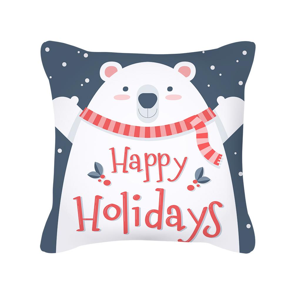 New Cartoon Santa Claus Christmas Pillow Cover Holiday Gift Square Cushion Cover