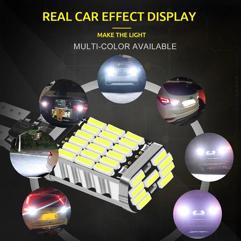 2pcs T15 W16W 921 912 Car Reverse Light 45SMD 4014 Bright LED Bulbs Canbus No Error Easy Installation 12V Backup Safety Universa Bulbs 7