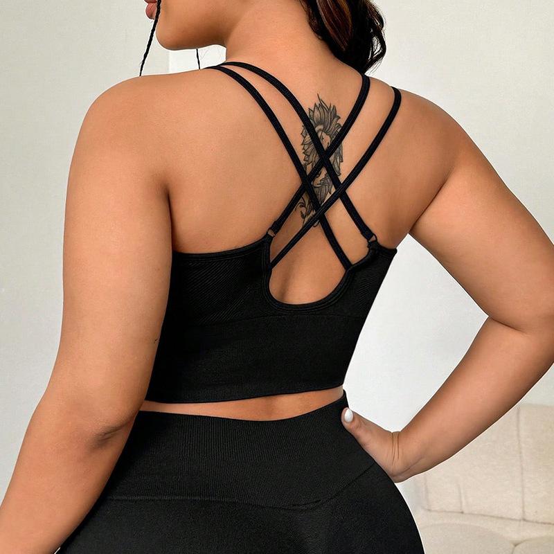 

Сексуальный спортивный бюстгальтер с высокой эластичностью, бесшовный, амортизирующий, для женщин, бесшовный бюстгальтер для йоги для бега и фитнеса для женщин XXXL чёрный
