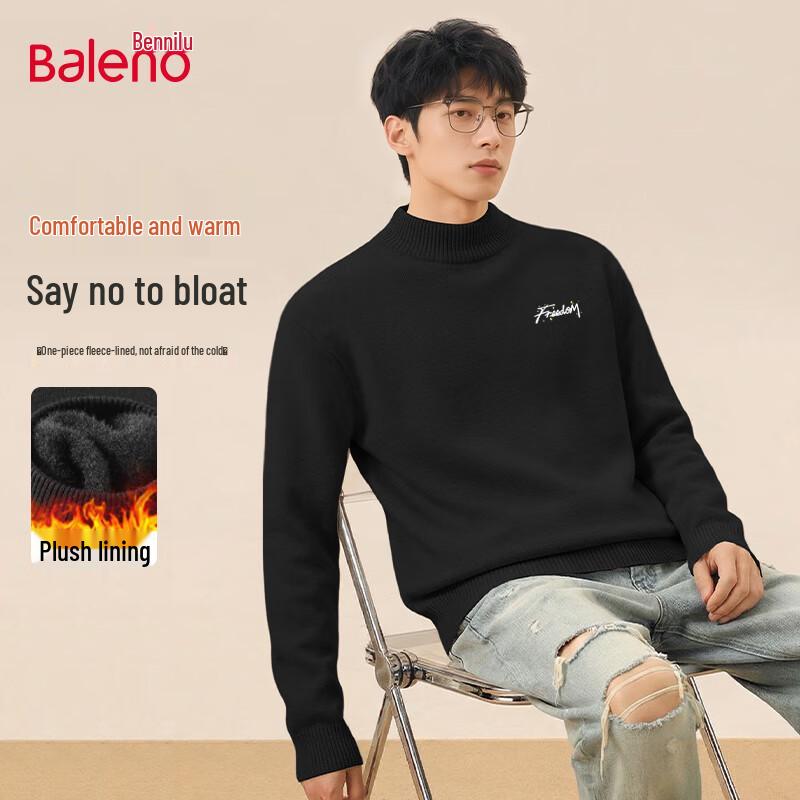 Baleno Men s Thickened Fleece Lined Half-High Collar Pullover Sweater XL