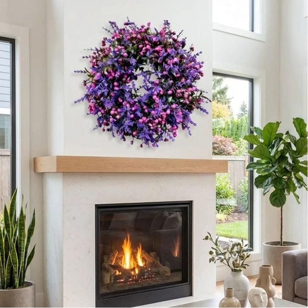 Simulated Plant Lavender Floral Wreath Plastic Front Gate Wreath  Home Decoration
