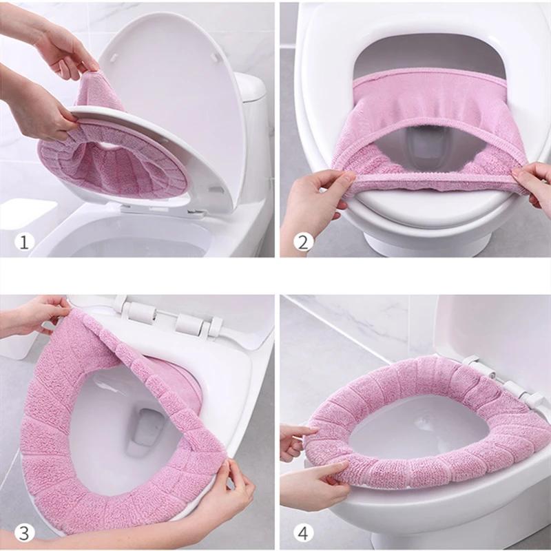 Einfarbiges, universelles, warmes, weiches und waschbares Toilettenmatten-Set für die Heimdekoration, Sitzbezug, Toilettendeckelbezug, Zubehör