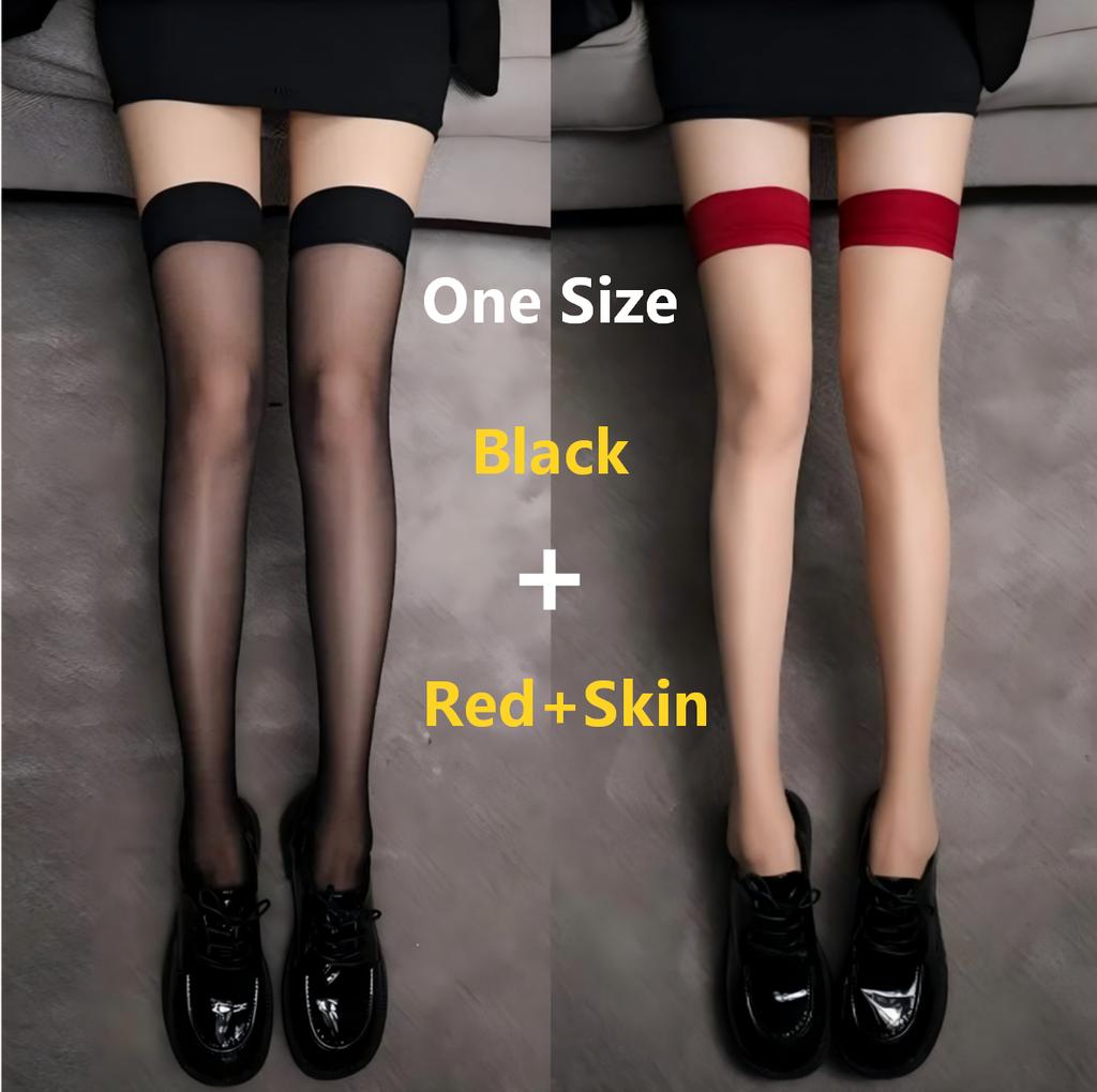 1/S Black Stockings Sexy Black Silk Summer Thin Over The Knee Lace Black Mid Length Half Cut Romantic Socks Over The Knee