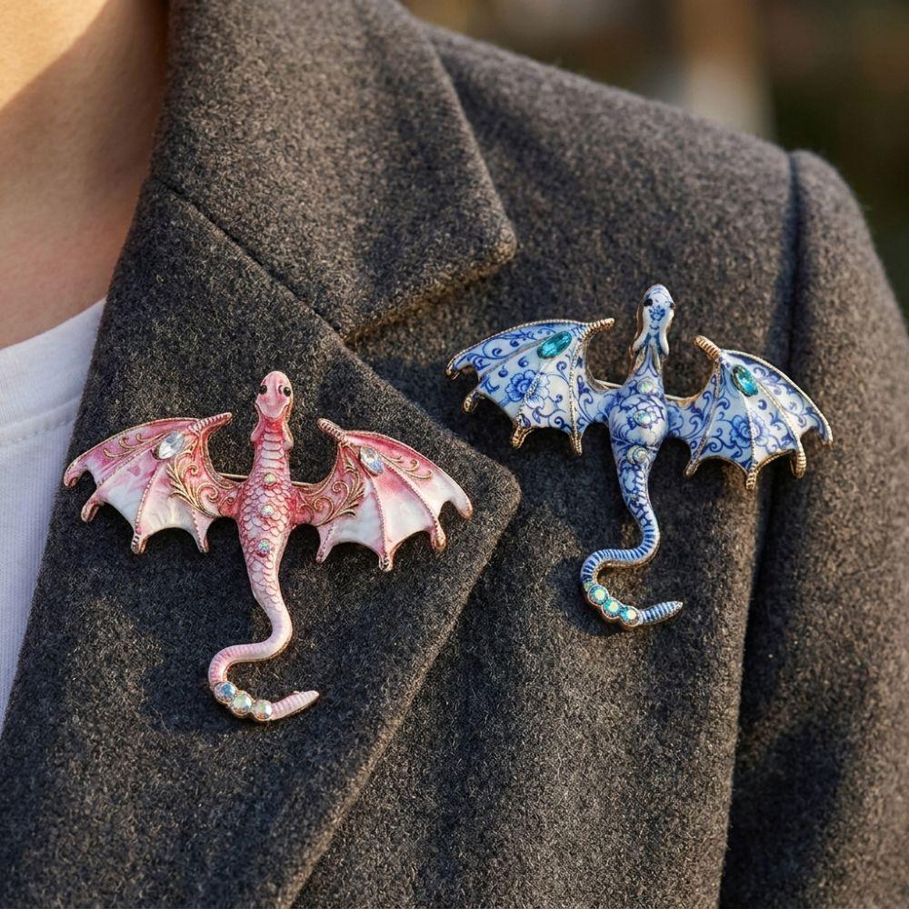 Zinc Zinc Zinc Alloy Crystal Wing Dragon Pin Colorful Rhinestone Animal Dragon Brooch Daily Wear