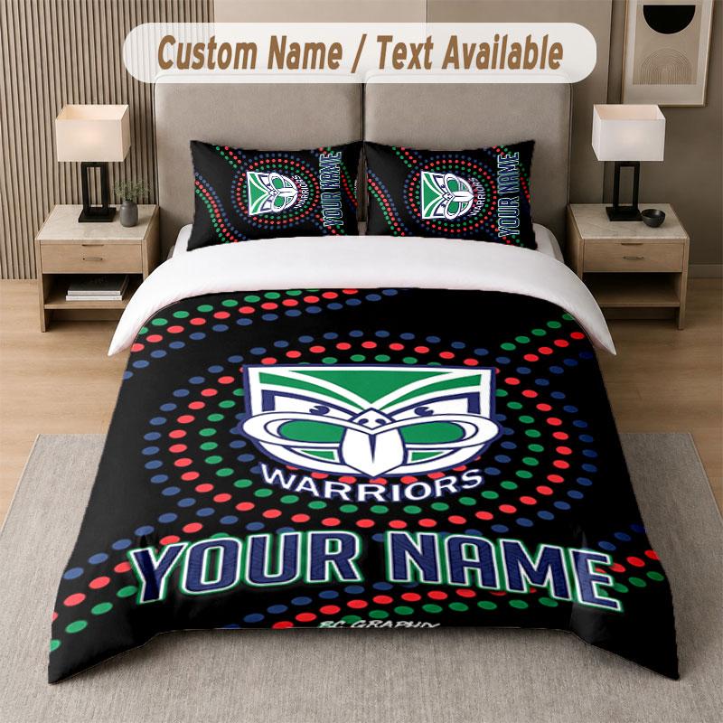 Custom Bedding Set Wigan Warriors Pattern, Print Name Text 1 Duvet Cover Plus 2 Pillowcases Home Textile