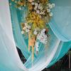 Cortina de Palco Transparente com Gradiente Azul Claro para Casamento, Fio de Rede Suave Verde Milão, Fio Decorativo para Pátio