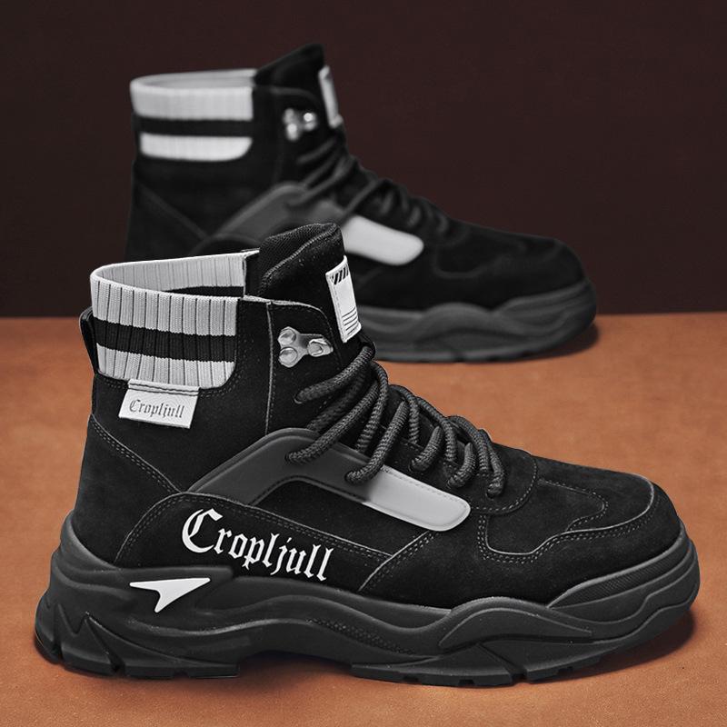 

Осенние и зимние высокие ботинки Martin на шнуровке, молодежные повседневные мужские ботинки для активного отдыха, модные замшевые ботинки Martin средней высоты 44 чёрный