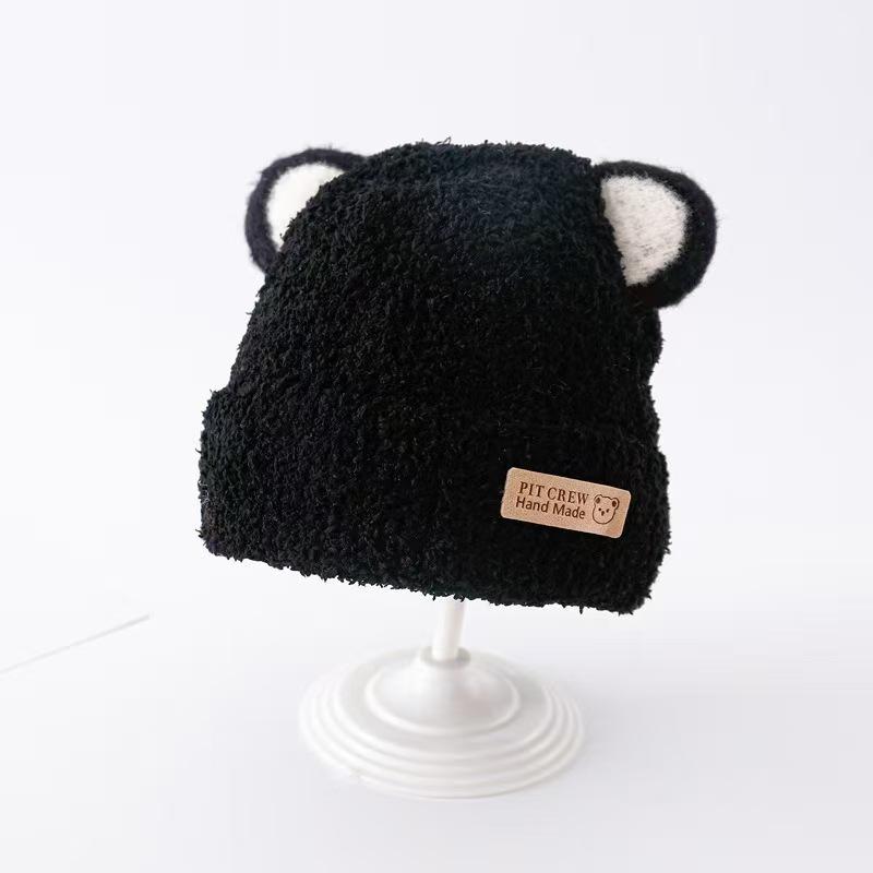 Winter Plush Korean-Style Knitted Baby Hat with Ear Protection for Boys and Girls