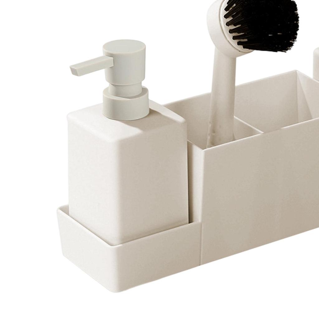 4x Storage Tray Brush Set, Kitchen Dispenser with , Counter Top, Refillable,
