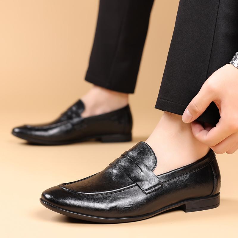 Fashion Man Lightweight  Casual Leather Loafers Fashion Outdoor Driving Office Footwear Casual Business Dress Shoes Slip On Walking Shoe
