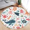 Cartoon Round Carpet Ocean Fish Dolphin Starfish Cute Deer Lion Elephant Tiger Kids Bedroom Mat Home Living Room Decor Floor Rug