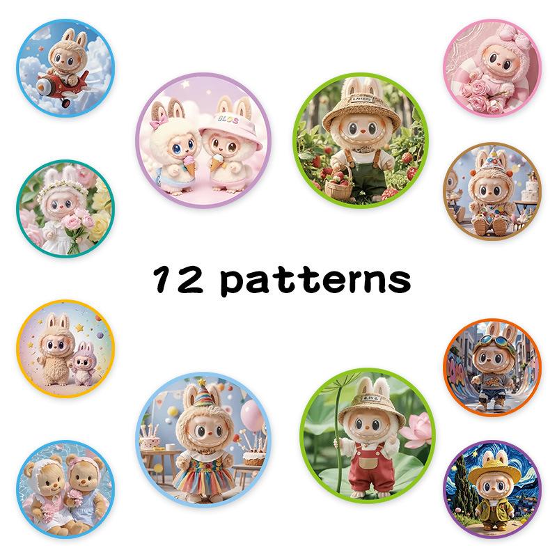 500 Pieces Per Roll Rab Cloth Cute Cartoon Image Avatar Children and Students Reward Decorative Hand Account Sticker Roll Batch