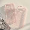 Różowa transparentna obudowa magnetyczna do ładowania bezprzewodowego w koreańskim stylu, na cały ekran, z motywem gwiazdek, dla iPhone 17 16 15 14 13 12 Pro Max