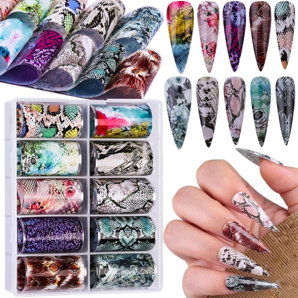 Marble Print Transfer Stickers Aurora Snake Nail Art Stickers Hot Nail Decals Nail Decorations