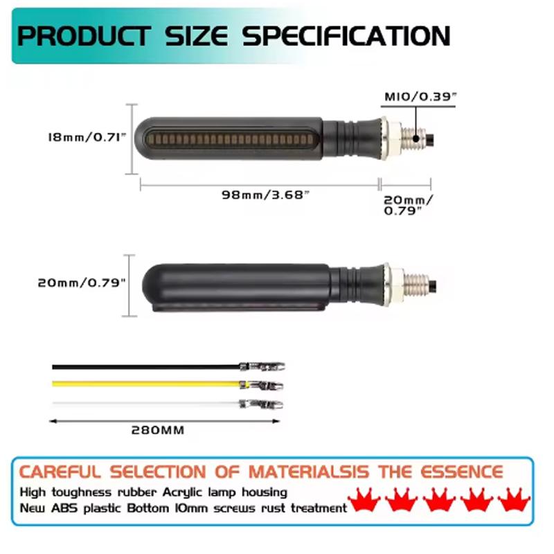 Motorcycle LED Turn Signals Directional Indicators Flashing Rear Tail Brake Flasher Light Stop Signal Lights Motorcycle DRL Lamp
