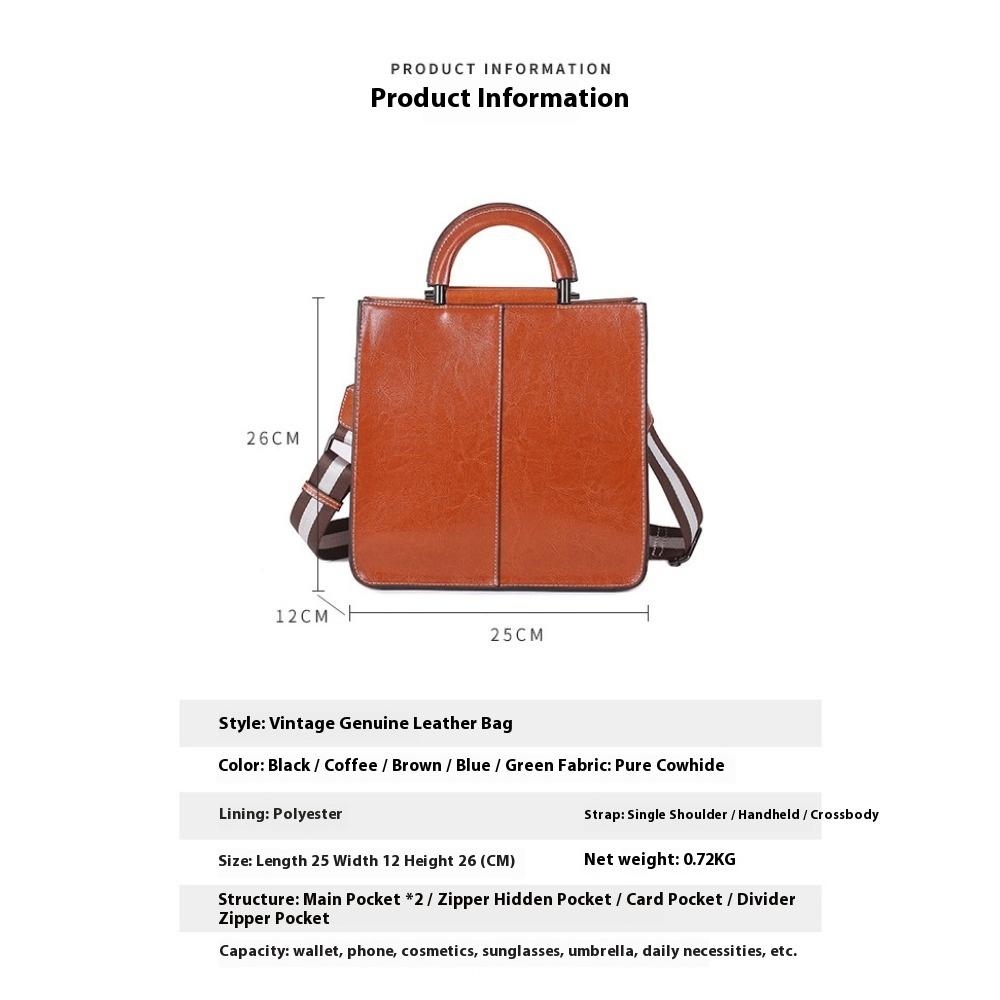 Bag Splicing Leather Women's Bag Shoulder Bag European and American Style Cowhide Handbag