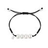 TOUS Pearls Black Cord, Silver and Pearl Bracelet /213031540