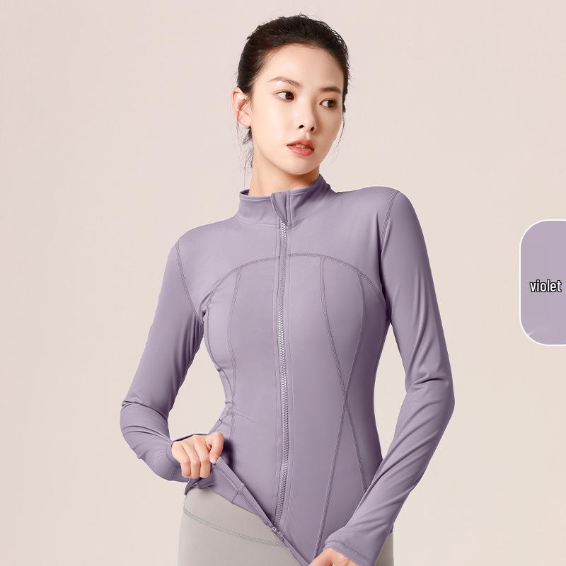 

Nude Yoga Slim Nylon Sports Jacket - Stand Collar, Tight Fit Running and Fitness Top XL